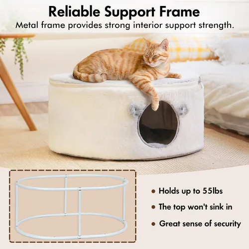 Miniatura 3 de Zoratoo Hamaca elevada para gatos de interior, cama mullida y cálida para gatos con funda de cama desmontable, cama portátil para mascotas elevada
