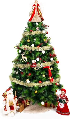 Miniatura 6 de iPEGTOP Guirnalda de oropel de Navidad de 26.2 pies, clásica gruesa y colorida reflejos, brillantes, suaves, para colgar en fiestas, adornos