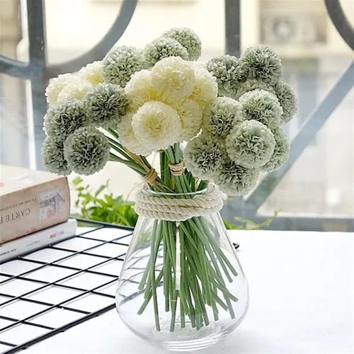Miniatura 3 de HEXEH Artificial Flowers 6Pcs/Bundle mini Chrysanthemum Flower Ball Silk Artificial Flowers for Wedding Decoration Bridal Flores Decoration Bouquets