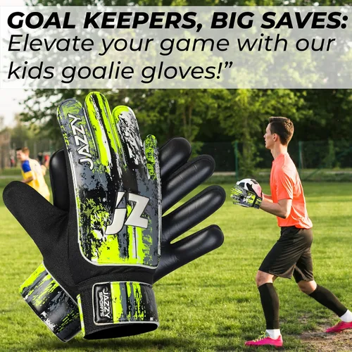 Miniatura 5 de Guantes de portero de fútbol para niños y jóvenes, guantes de portero antideslizantes con palma de látex de 4 mm y fuerte agarre, protección doble