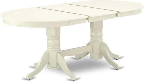 Miniatura 6 de East West Furniture VABO7-LWH-W - Juego de comedor de 7 piezas compuesto por una mesa de comedor ovalada con hojas de mariposa y 6 sillas de asiento