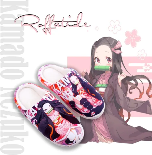 Miniatura 7 de Roffatide Anime Demon Slayer Fuzzy Slippers House Open Back Slippers Closed Toe Slippers Lightweight Rubber Sole Slippers