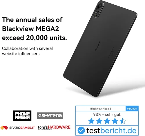 Miniatura 8 de Tableta Blackview Android con teclado, tableta grande de 12 pulgadas, tabletas computadora con Gemini AI, lápiz, 24GB+128GB/2TB, pantalla 2K FHD+