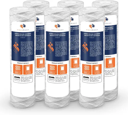 Aquaboon Cartucho de filtro de agua para heridas de cuerda, filtro de agua de 10 micrones para toda la casa, 10 x 2.5 pulgadas, repuesto para filtro