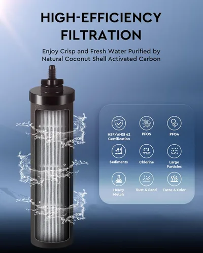 Miniatura 3 de CO-Z Sistema de filtro de agua alimentado por gravedad, sistema de filtración de agua de encimera de 2.25 galones, purificador de agua por gravedad