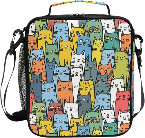Miniatura 22 de MNSRUU Bolsas de almuerzo para niños y niñas, Doodle Kawaii Conejo, reutilizable, aislada, kit de bolsa térmica para comidas, bolsa organizadora