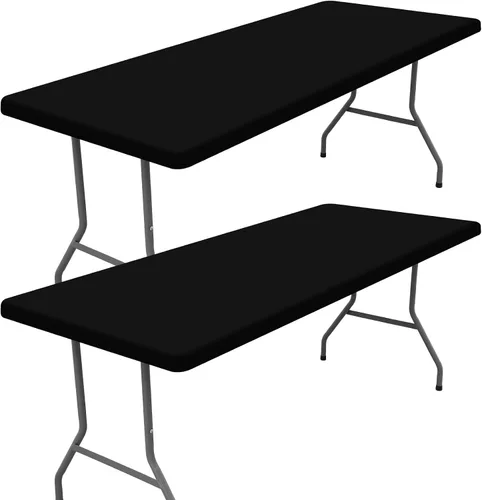Miniatura 22 de Moosfor Paquete de 2 manteles rectangulares de elastano de 4 pies, elásticos y ajustables para pícnic, cubierta de mesa de patio elástica y lavable