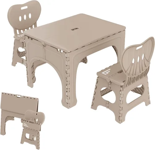 Miniatura 10 de UNICOO Juego de mesa y sillas plegables para niños, mesa y sillas plegables para niños, mesa de actividades plegable, mesa de picnic portátil, ideal