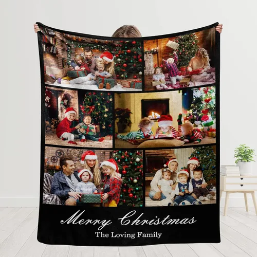 Miniatura 16 de YESCUSTOM Manta personalizable para la familia, mantas personalizadas con fotos, texto, 8 fotos, collages de fotos, regalo para el día de recuerdos