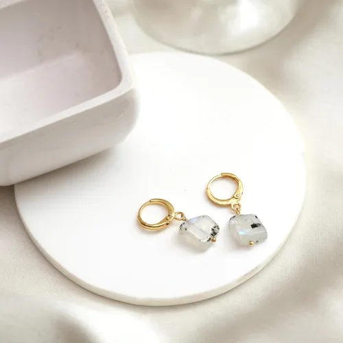 Miniatura 32 de Gempires Handmade Gemstone Hoop Earrings Raw Crystal Dangle Jewelry Hypoallergenic Gold Plated Lightweight Elegant Jewelry Gifts For Women