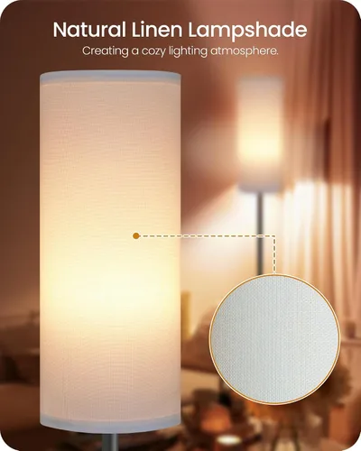 Miniatura 6 de Lámpara de pie regulable para sala de estar con control remoto e interruptor de pie, lámpara de pie de esquina, lámpara alta de pie moderna, Blanco