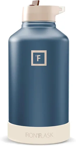 Miniatura 94 de IRON °FLASK Frasco de hidratación para acampar y senderismo con pajilla, botella de agua deportiva de acero inoxidable con aislamiento de boca Dark