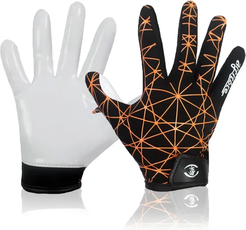 Miniatura 14 de Guantes de receptor de fútbol americano para niños - Agarre de silicona antideslizante y parte trasera de licra transpirable para un mejor control