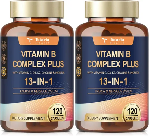 Miniatura 10 de Complejo de Vitamina B Plus 13 en 1 con Vitamina B1, B2, B3 (Niacina), B4, B5, B6, B7 (Biotina), B8 (Inositol), B9 (Ácido Fólico), B12, C, D3, K2