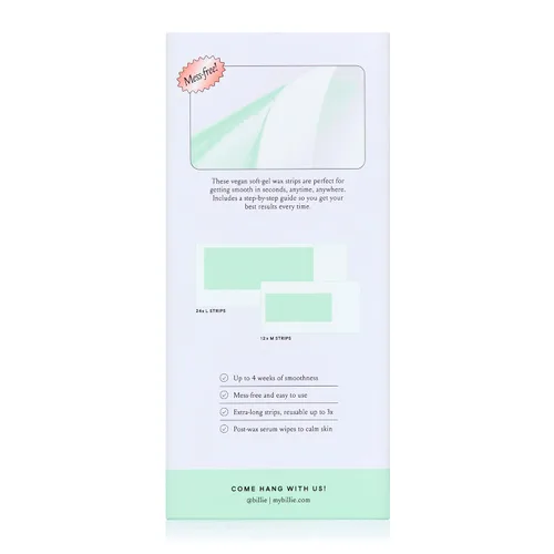 Miniatura 7 de Kit de Cera Billie - Cuerpo y Axilas - Fácil y Conveniente - Sin Calor - Hecho con Aloe y Aceite de Aguacate - Soft-Gel Vegano - 36 tiras de cera
