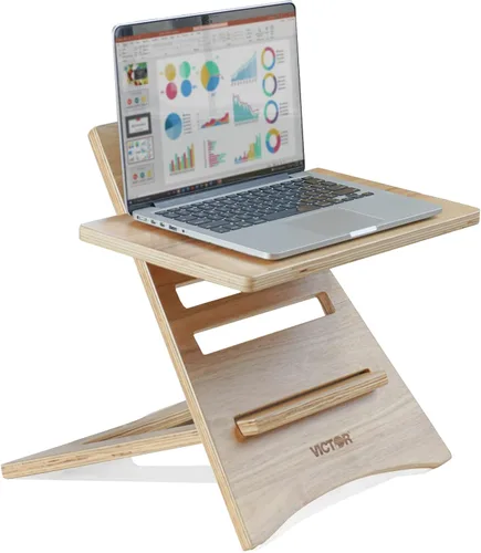 Victor DC150A - Soporte ajustable para portátil de madera de acacia de alta altura, portátil, montaje rápido, perfecto para dormitorios, oficinas