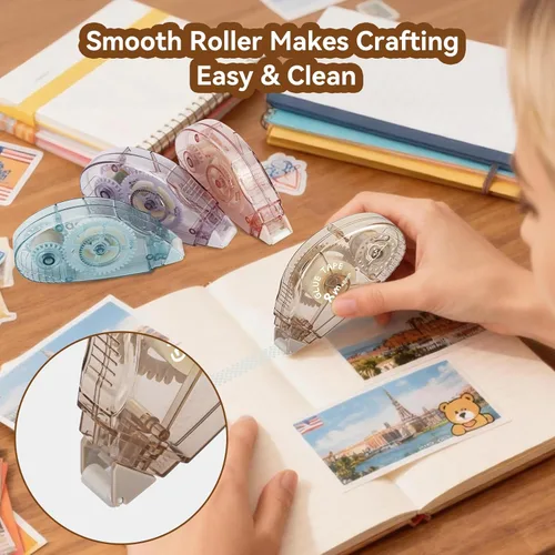 Miniatura 7 de Rodillo de cinta de doble cara – Paquete de 8 rodillos de cinta adhesiva para álbumes de recortes, envoltura, manualidades de papel para niños