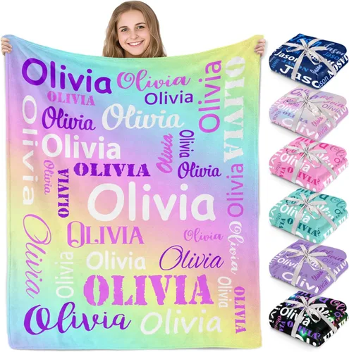 Miniatura 11 de Gudina Mantas y mantas personalizadas con nombre personalizado con nombre, manta de franela personalizada, regalos para niños, niñas, niños y bebés