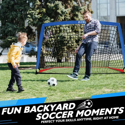 Miniatura 2 de Portería de fútbol portátil de 5 x 3, 6 x 4, 9 x 5 pies, para patio trasero, red de práctica de fútbol plegable con bolsa de transporte para niños