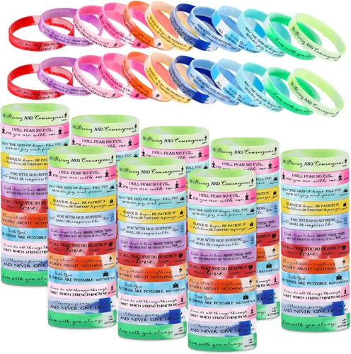 Miniatura 12 de Unittype 240 pulseras cristianas para el día de la madre, pulseras de silicona con versículos de la Biblia, pulseras de goma a granel