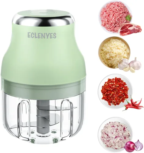 Miniatura 12 de Picador de ajos, mini procesador de alimentos, picador mini recargable por USB, potente triturador de ajos, licuadora para verduras, picadora