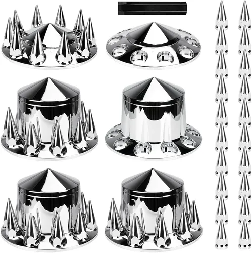Miniatura 8 de Aeagle - Kits de combinación de cubierta de eje domo para ejes de camión semi con tuerca de lengüeta de 33 mm atornillada, plástico ABS cromado, 2