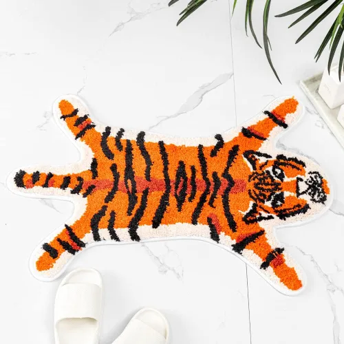 Miniatura 8 de Divertida alfombra de baño de leopardo marrón para baño, bonita alfombra de baño de dibujos animados de leopardo, antideslizante, absorbente