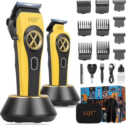 Cortapelos profesionales recargables para hombres, juego de cortapelos inalámbrico de 9000 RPM con recortador, estuche y potente motor para cortar
