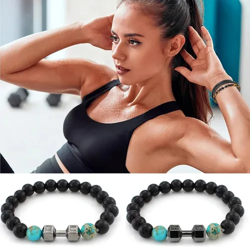 Miniatura 4 de Honbay 50 dijes de aleación para mancuernas colgantes, mini, equipo de fitness, cuentas espaciadoras para aretes, collares, pulseras, llaveros