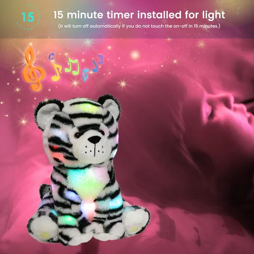 Miniatura 6 de Hopearl Perezoso de peluche con luces LED y música, perezoso de tres dedos flexible de felpa, con luces de noche que brillan en la oscuridad
