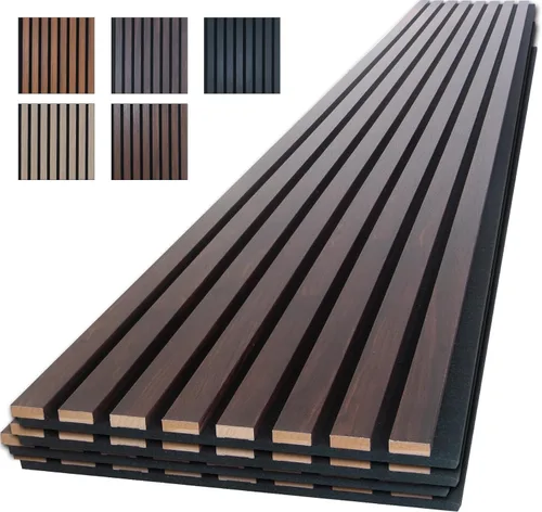 Miniatura 9 de NeatiEase Paneles de madera para pared, 4 piezas de 96 x 12.6 pulgadas, paneles de pared de listones de madera insonorizados para decoración