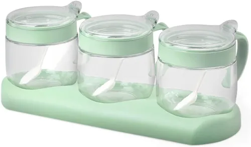 Miniatura 12 de Tarros de especias de condimentos de vidrio, 5.6 onzas/8.6 fl oz, recipiente para especias con tapas y cucharas y bandeja, recipientes de vidrio