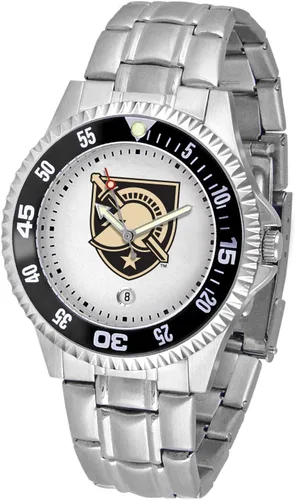 Miniatura 44 de SunTime Reloj de cuarzo de 1.575 in para hombre, correa de acero inoxidable de 0.787 in, esfera Gameday Tulane ola verde