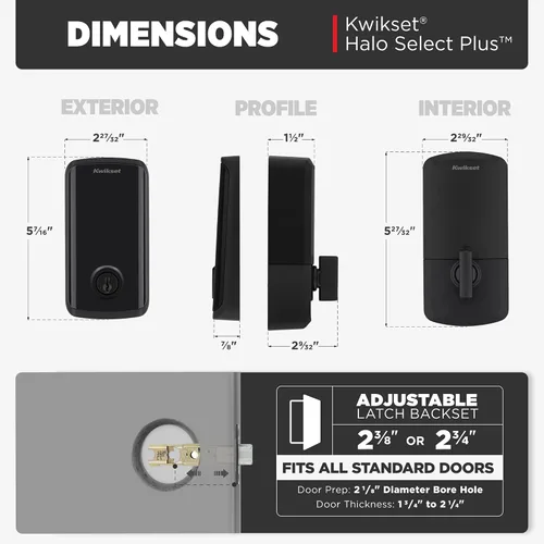 Miniatura 9 de Kwikset Halo Select Plus Cerrojo Inteligente de Pantalla Táctil Negro Mate Apple Home Keys Tap-to-Unlock, Wi-Fi y Matter Habilitado con Sensor