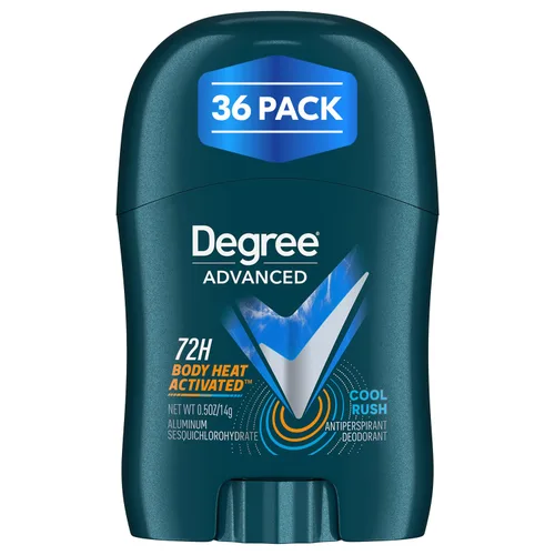 Degree Desodorante de viaje para hombre Cool Rush, paquete de 36 – 72H antitranspirante activado por calor corporal, 0.5 onzas Ea