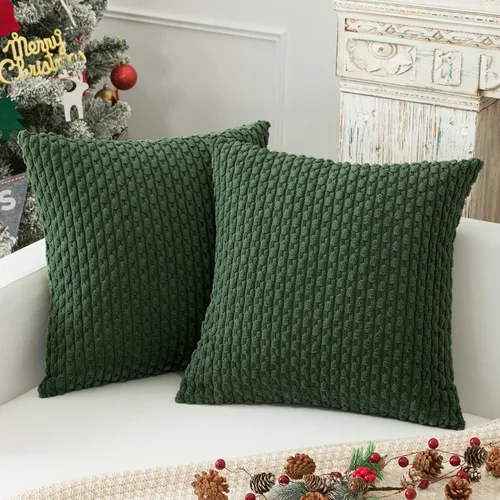 Miniatura 77 de Kevin Textile - Juego de 2 fundas de almohada decorativas de pana de 22 x 22 pulgadas, suaves, estilo bohemio, a rayas, decoración moderna del hogar