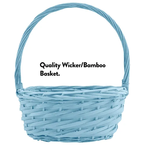 Miniatura 4 de Cesta de Pascua azul para niños y adultos (40 artículos) – Cesta de regalo llena de caramelos, bocadillos, golosinas y conejo de Pascua de peluche