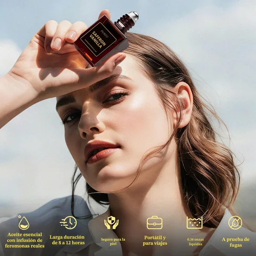 Miniatura 2 de PUREU Perfumes de feromonas para mujer, perfume de vainilla azafrán de larga duración, perfume de feromonas de 0.34 onzas líquidas/0.3 fl oz