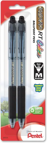 Miniatura 21 de Pentel RSVP RT Colors - Bolígrafo retráctil de punta redonda, línea mediana, barril, tinta rosa, paquete de 2 unidades (BK93CRBP2P)