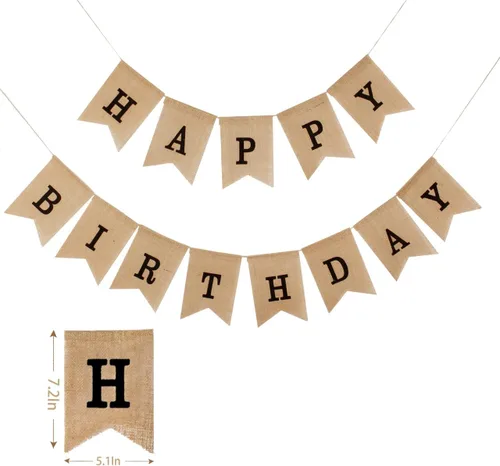 Cartel de arpillera de feliz cumpleaños para hombres y mujeres, letrero de cumpleaños, decoración de fiesta, letra negra