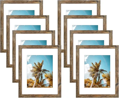 Miniatura 103 de Frametory, Marco de fotos de 11 x 14 pulgadas con paspartú para fotos de 8 x 10 pulgadas, moldeado ancho de vidrio de alta definición, accesorios