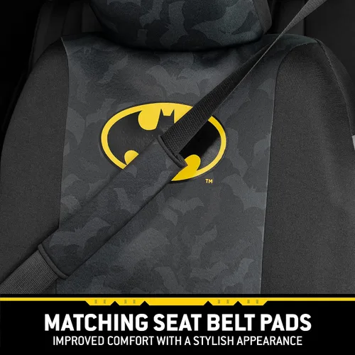 Miniatura 5 de BDK Warner Bros DC Comics Batman - Fundas de asiento delantero y almohadillas para cinturón de seguridad, ajuste universal para camiones, SUV