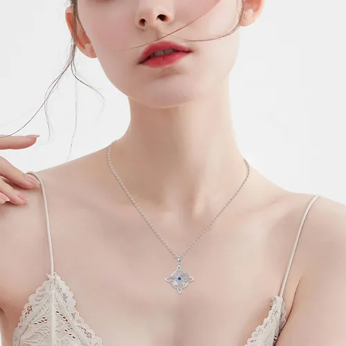Miniatura 71 de YAFEINI Collar con dije de nudo de bruja de plata de ley, amuleto de bruja de cruz celta, regalo para mujer