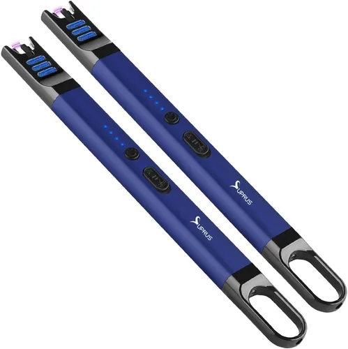 Miniatura 10 de SUPRUS Encendedor de velas eléctrico de arco, resistente al viento, sin llama, recargable por USB, con luz LED, para velas, camping, barbacoa