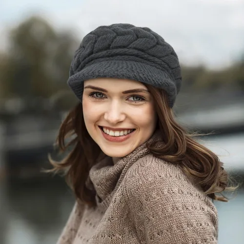 Miniatura 6 de Loritta Gorro de invierno para mujer, gorro de lana con visera