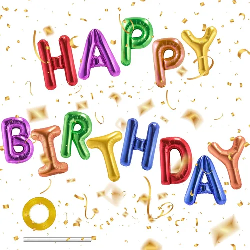 Miniatura 9 de CANREVEL Cartel de feliz cumpleaños, 13 letras de papel de aluminio de Mylar de 16 pulgadas con 12 globos de estrella, decoraciones de fiesta