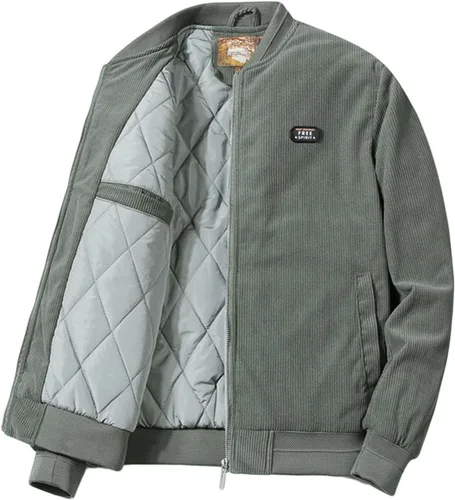 Miniatura 6 de Chaquetas bomber negras para hombre: abrigos de vuelo de manga larga con cremallera completa y bolsillos, ajuste holgado, trajes de otoño e invierno