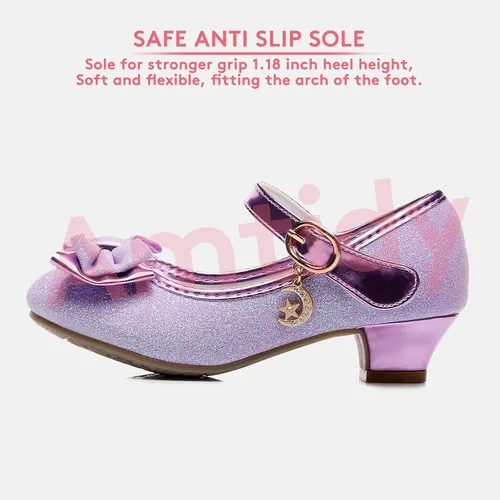 Miniatura 4 de Zapatos de vestir para niñas, zapatos de fiesta de boda Mary Jane, zapatos con purpurina para damas de honor, tacones de princesa