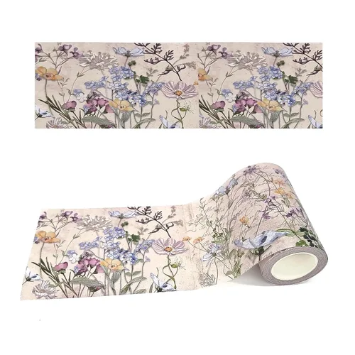 Serenity Fair Rollo de cinta washi floral extra ancha (3.62 pulgadas de ancho) para álbumes de recortes, manualidades, bordes de papel tapiz