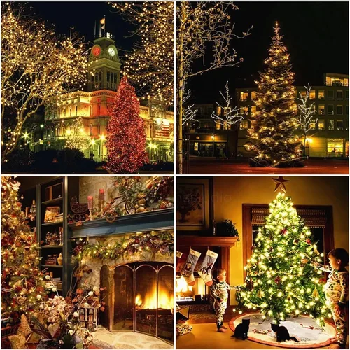 Miniatura 6 de 150 unidades de luces de Navidad LED mini de color blanco cálido, 50 pies de cable marrón, con certificación UL, conectables, luces de Navidad